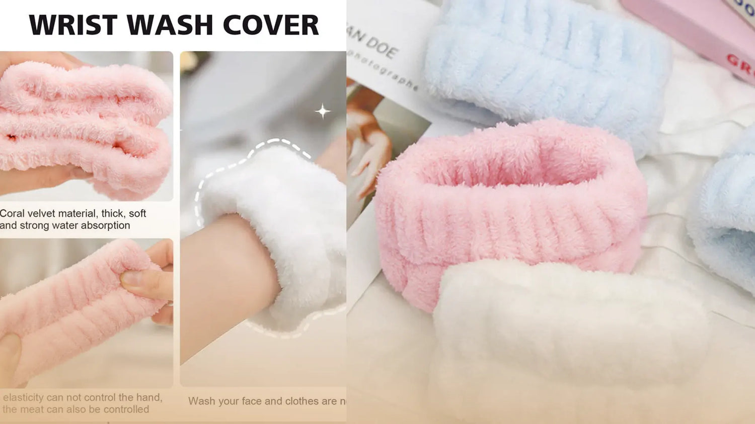 2 Pcs Quick-Dry Microfiber Wrist Sweatbands