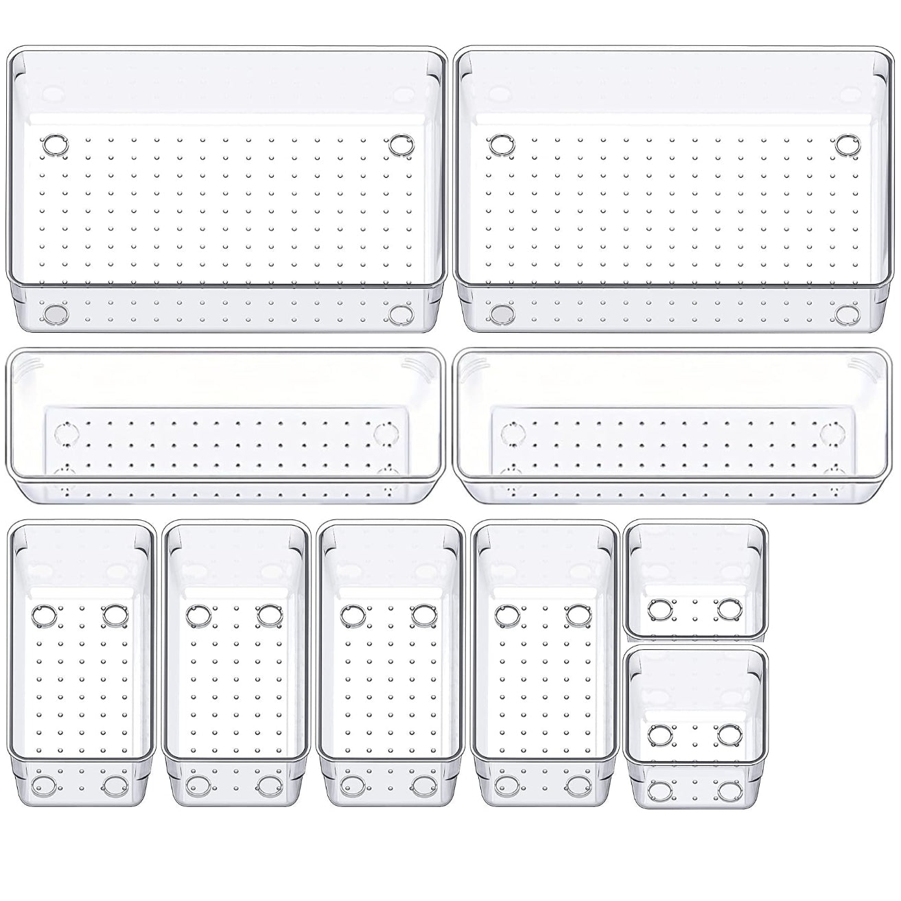 Transparent Drawer Organizer Tray Set