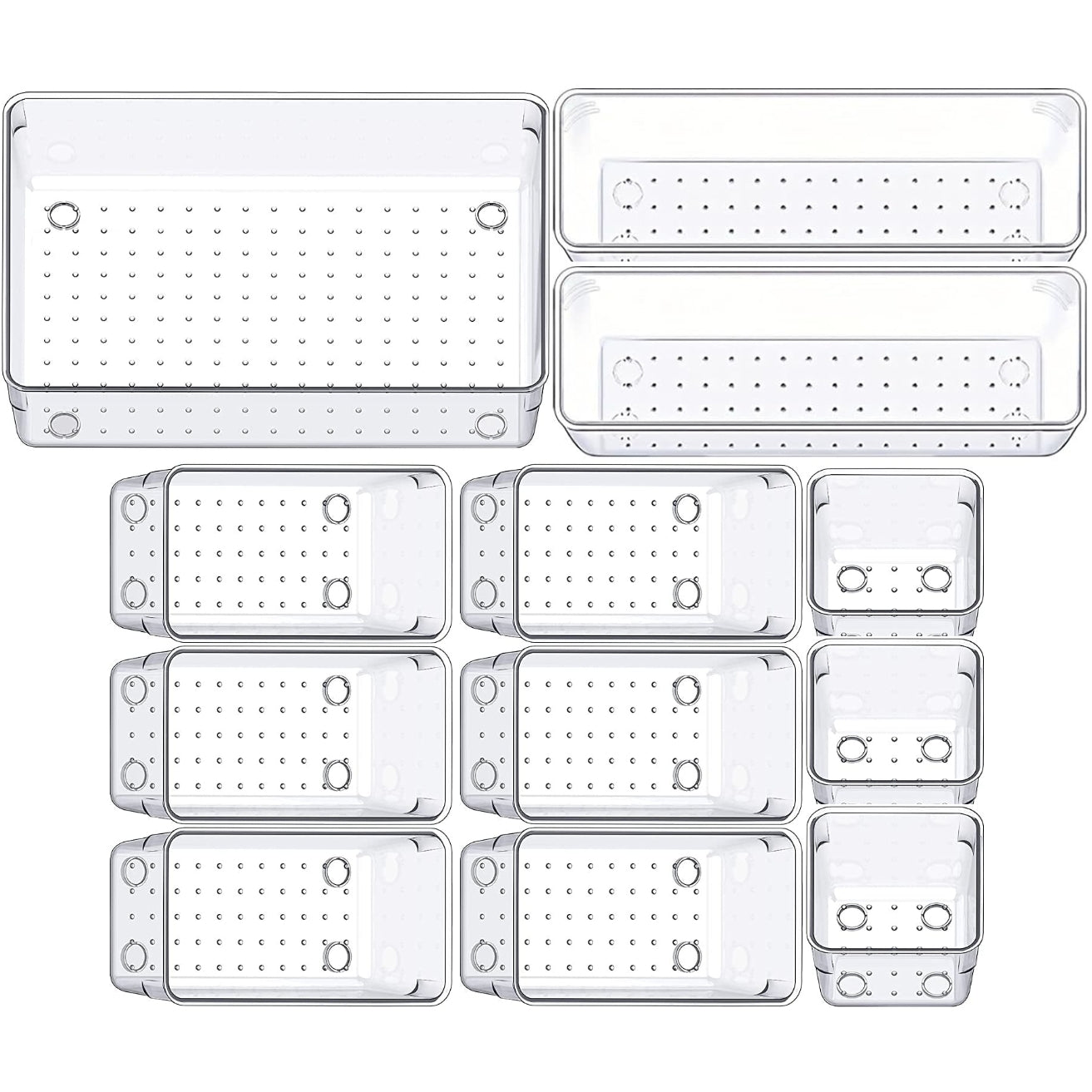 Transparent Drawer Organizer Tray Set