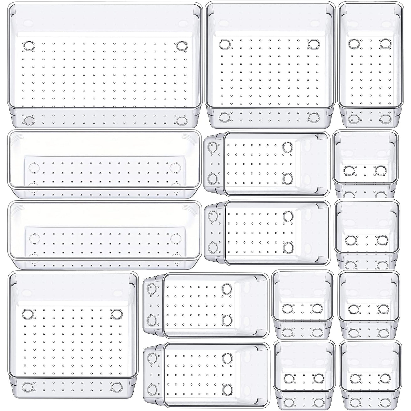 Transparent Drawer Organizer Tray Set