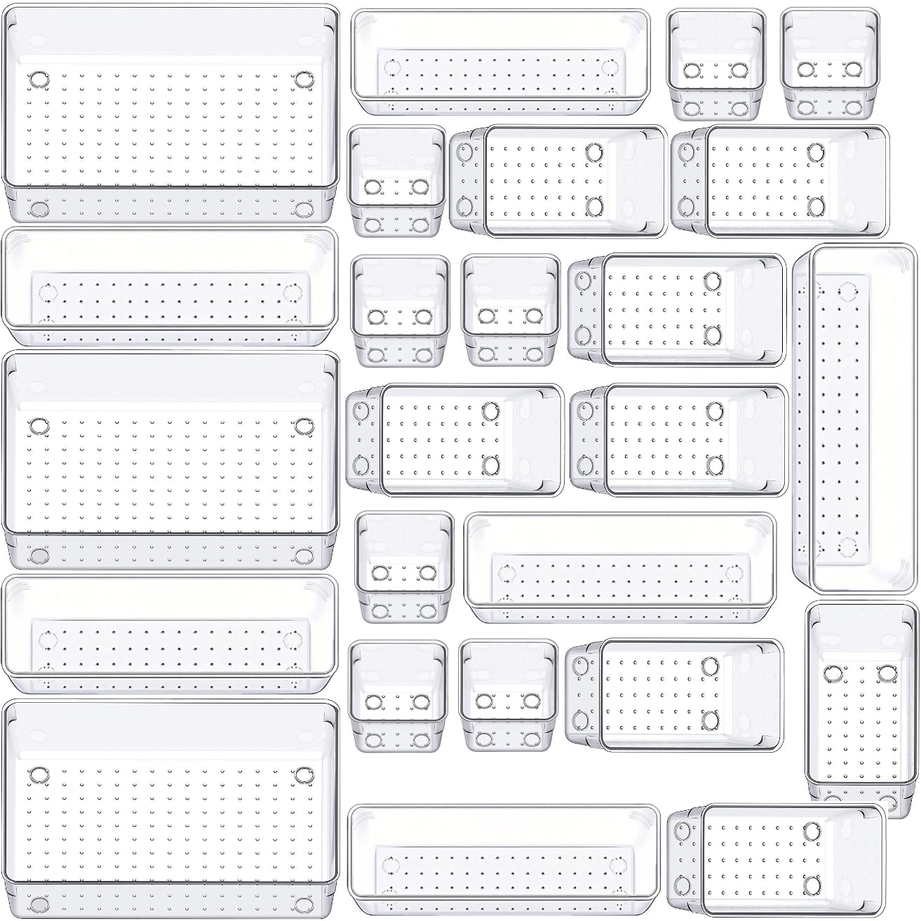 Transparent Drawer Organizer Tray Set