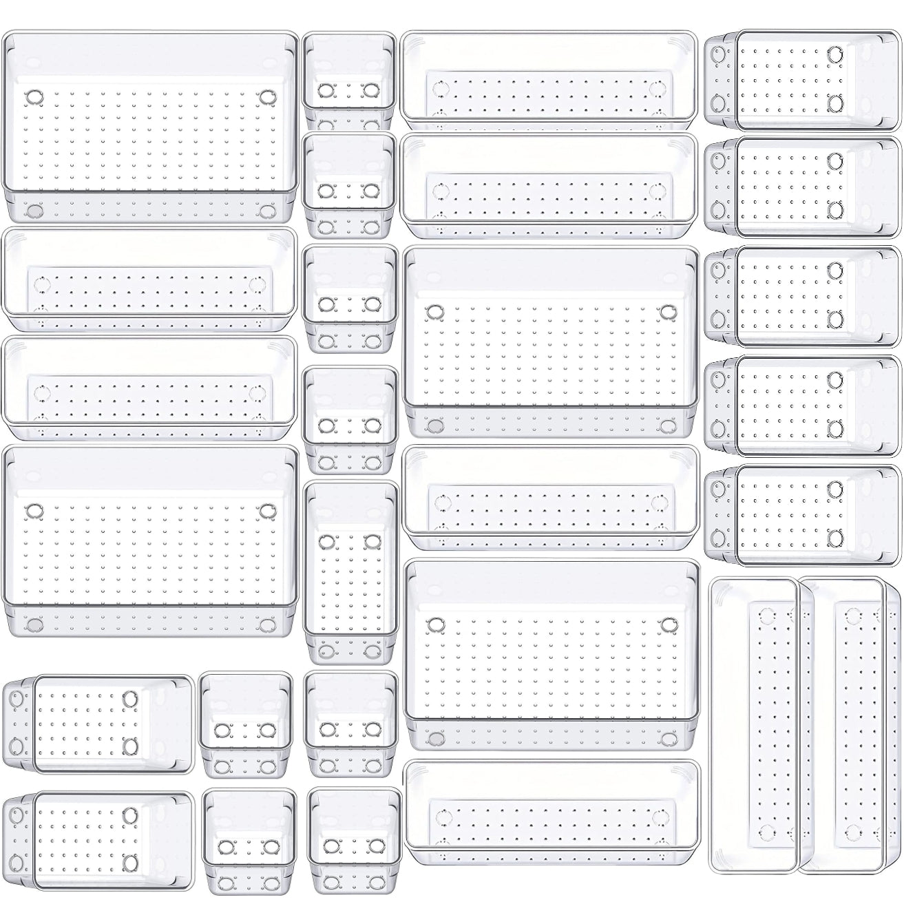 Transparent Drawer Organizer Tray Set