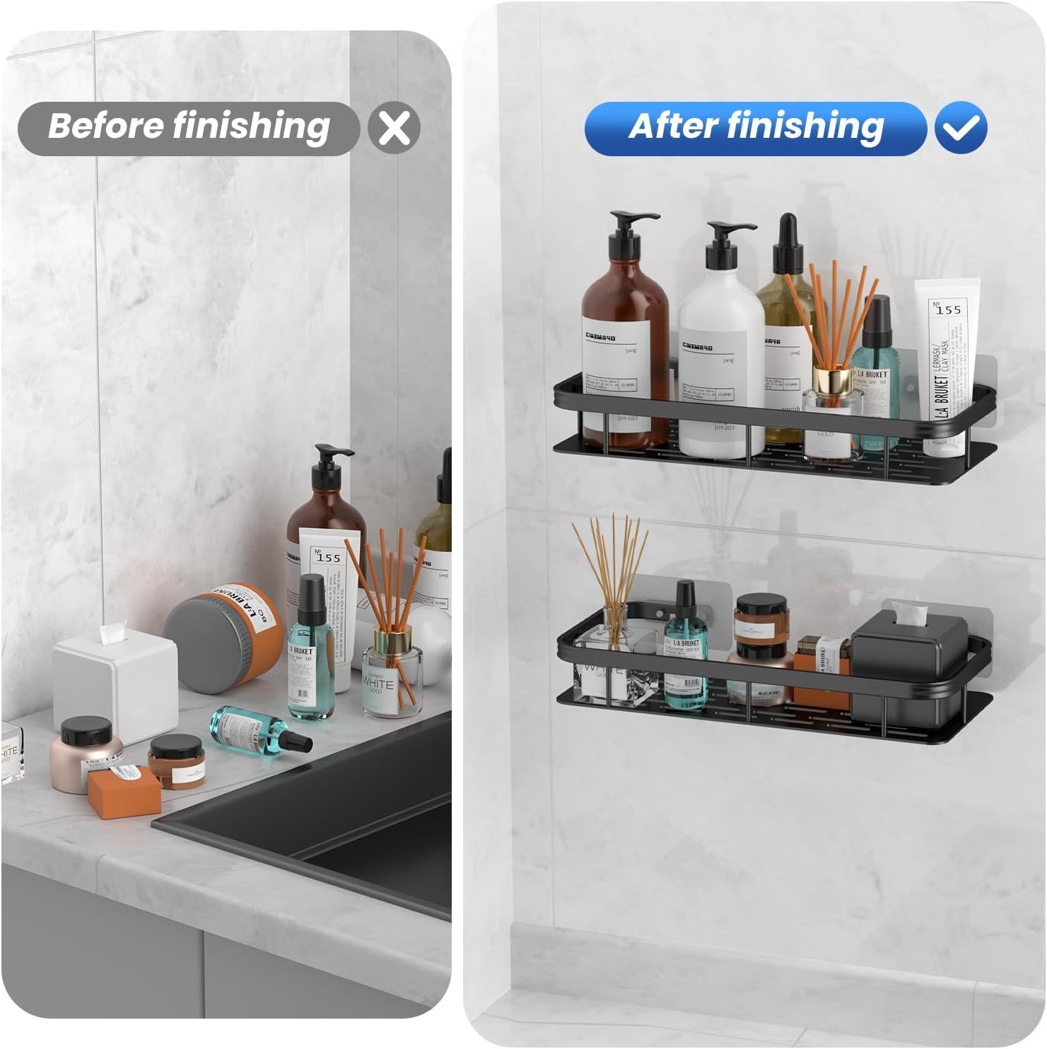 Bathroom & Kitchen Wall Shelf Organiser - Metal