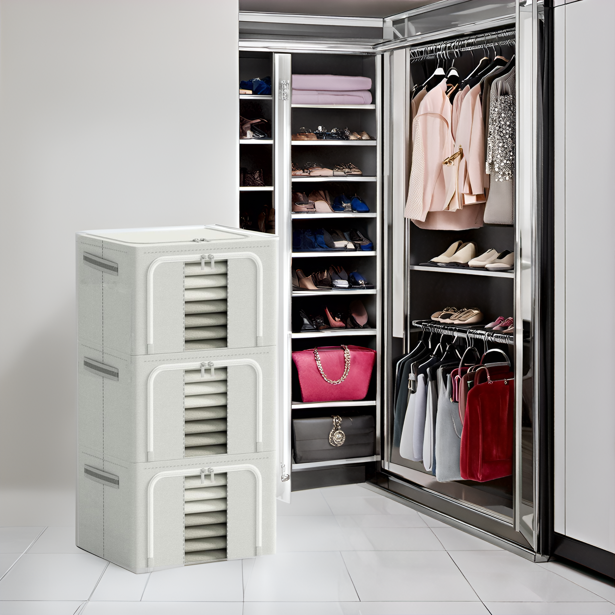 66L Clothes Organizer for Wardrobe - Grey