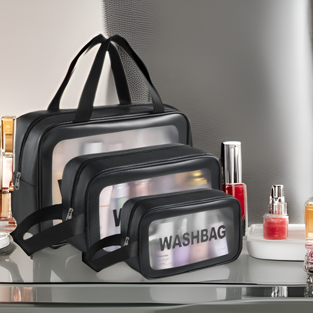 3 Piece Makeup Organizer Bag Set – Black