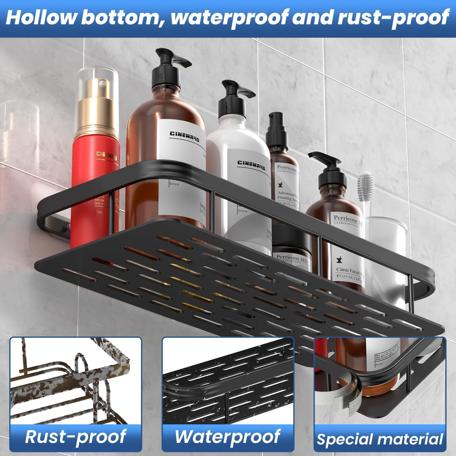 Bathroom & Kitchen Wall Shelf Organiser - Metal