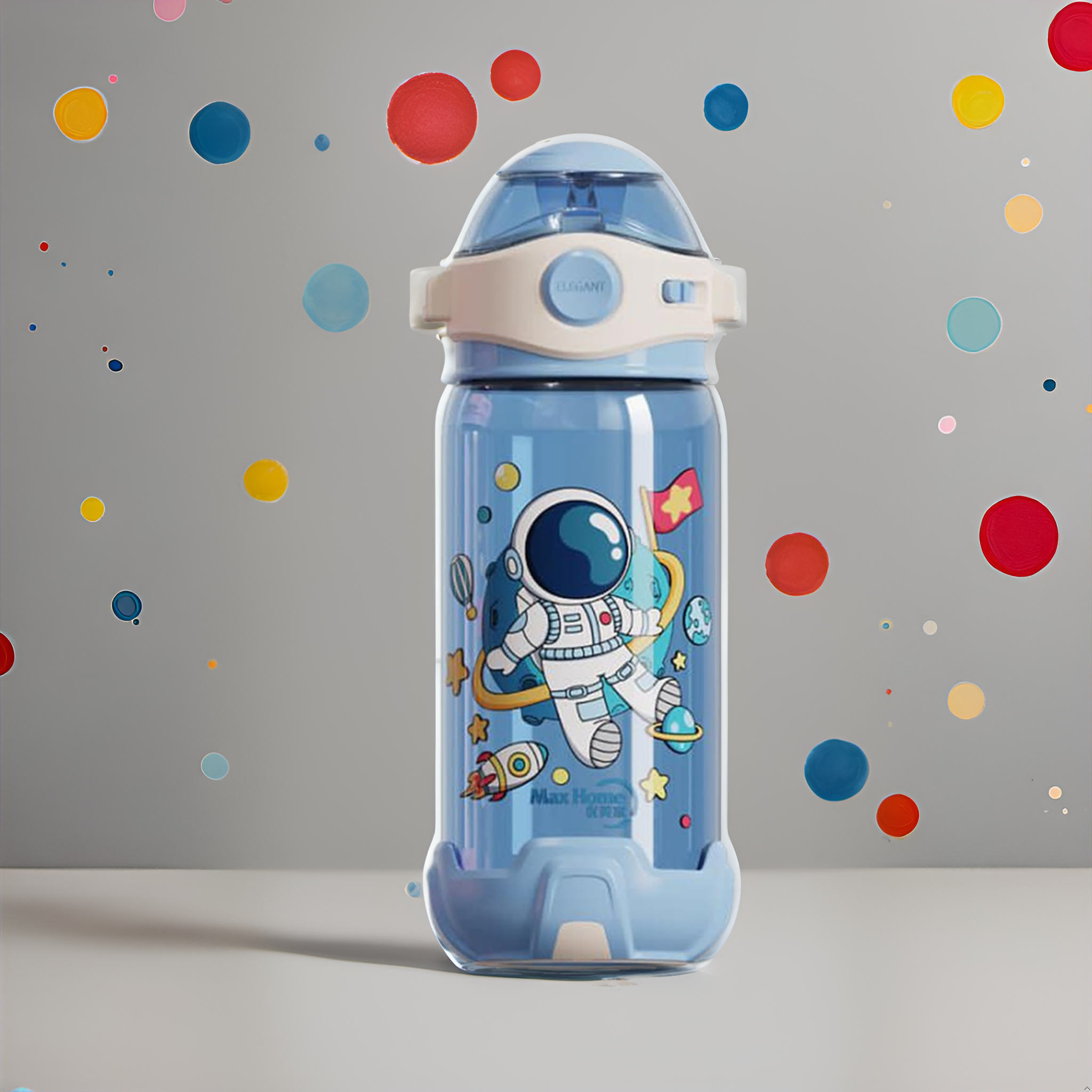 Kids Water Bottle with Straw - Blue