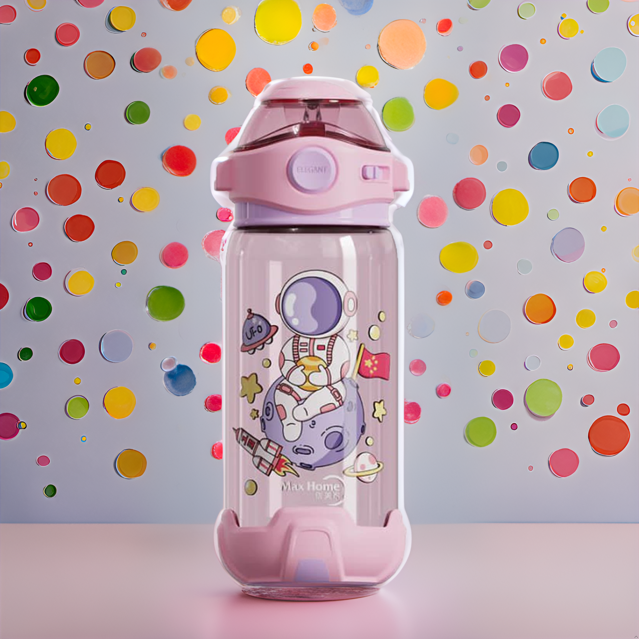 Kids Water Bottle with Straw - Pink