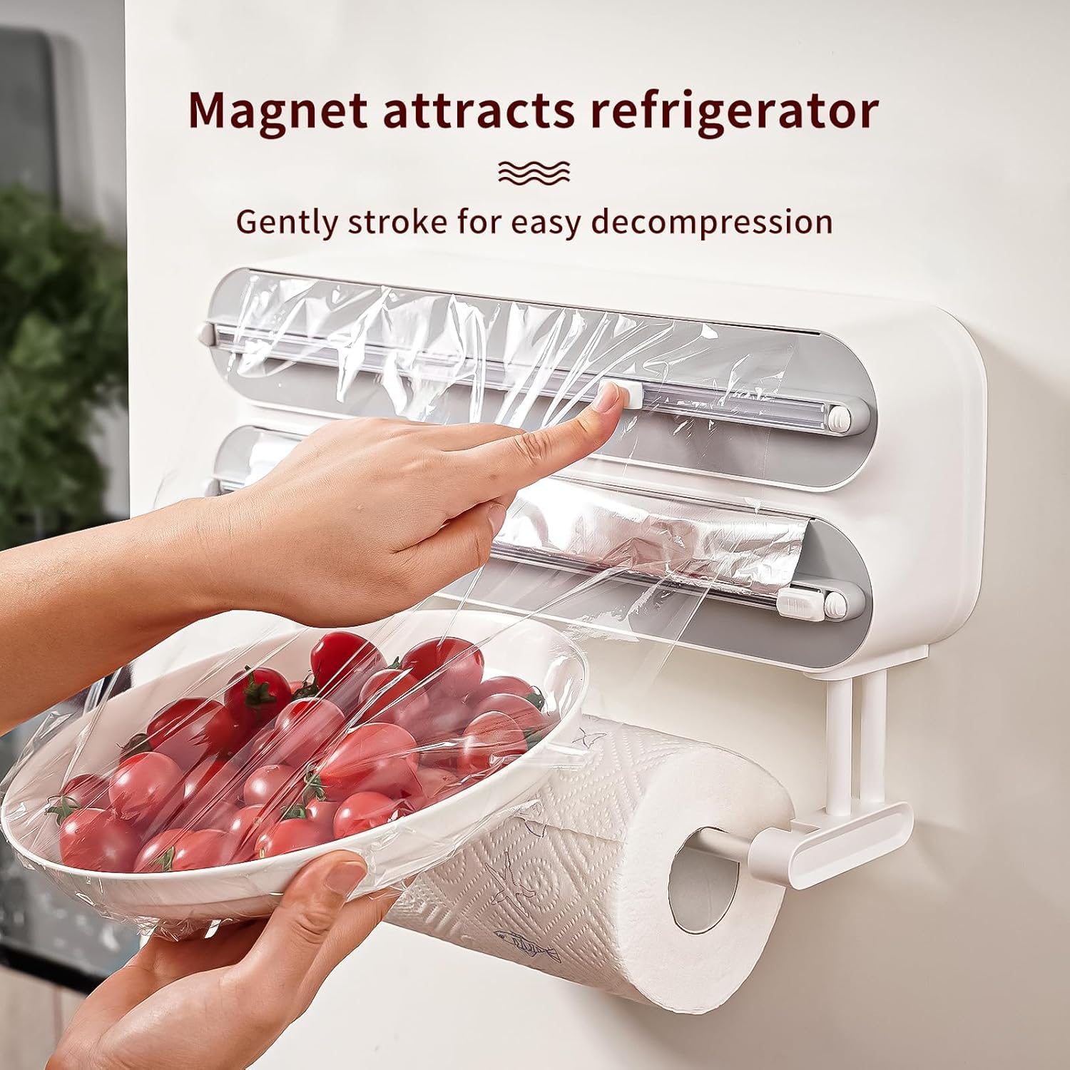 3-in-1 Foil & Plastic Wrap Organizer - Magnetic & Wall Mount