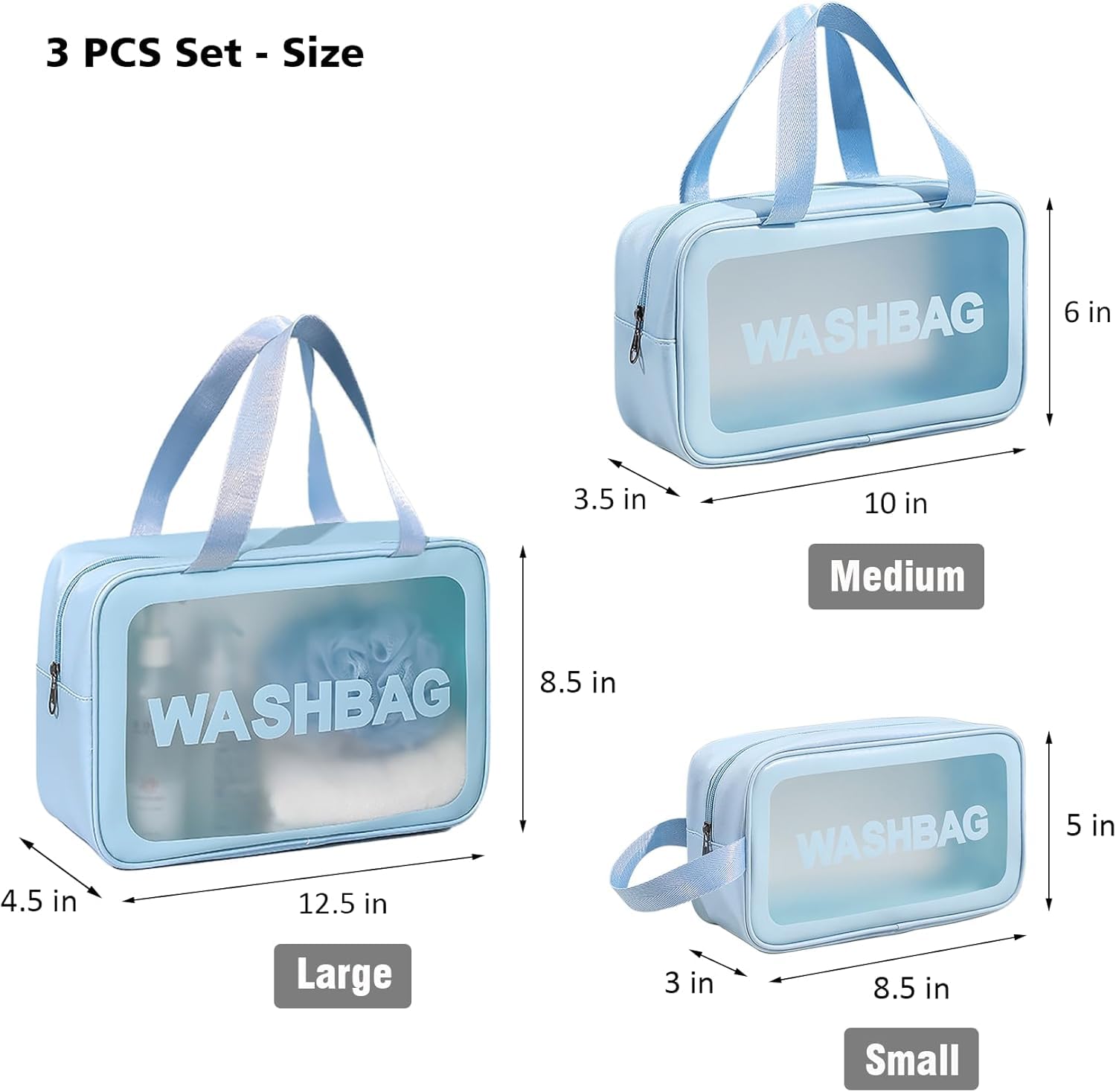 3 Piece Makeup Organizer Bag Set – Blue