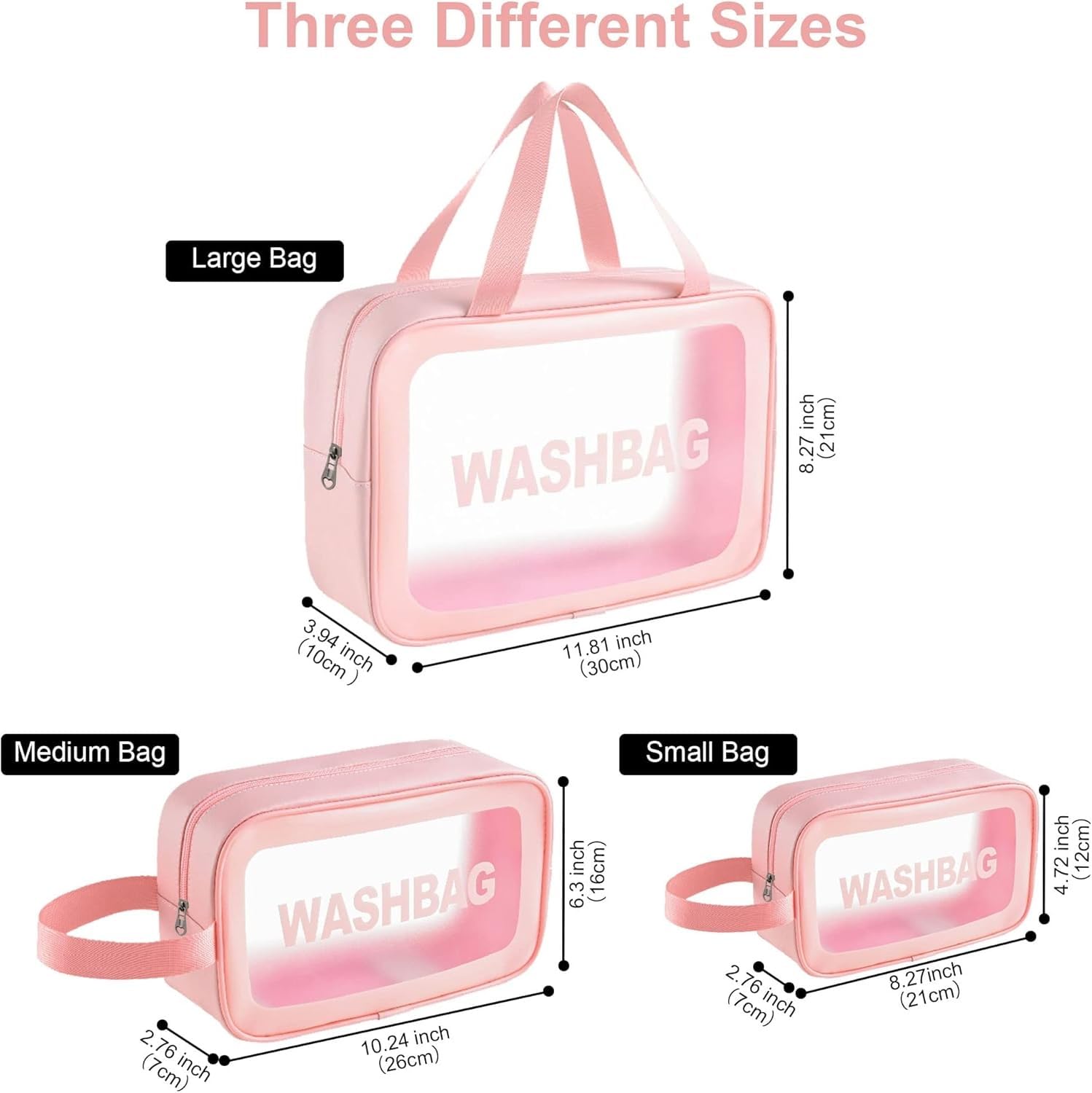 3 Piece Makeup Organizer Bag Set – Pink