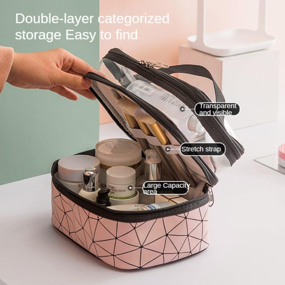 Double Layer Makeup Organizer Bag