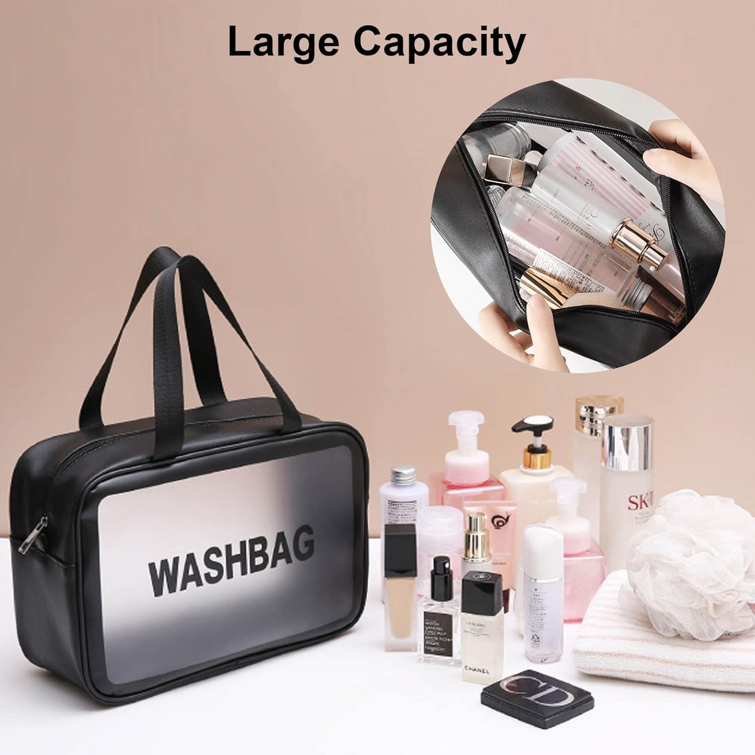 3 Piece Makeup Organizer Bag Set – Black