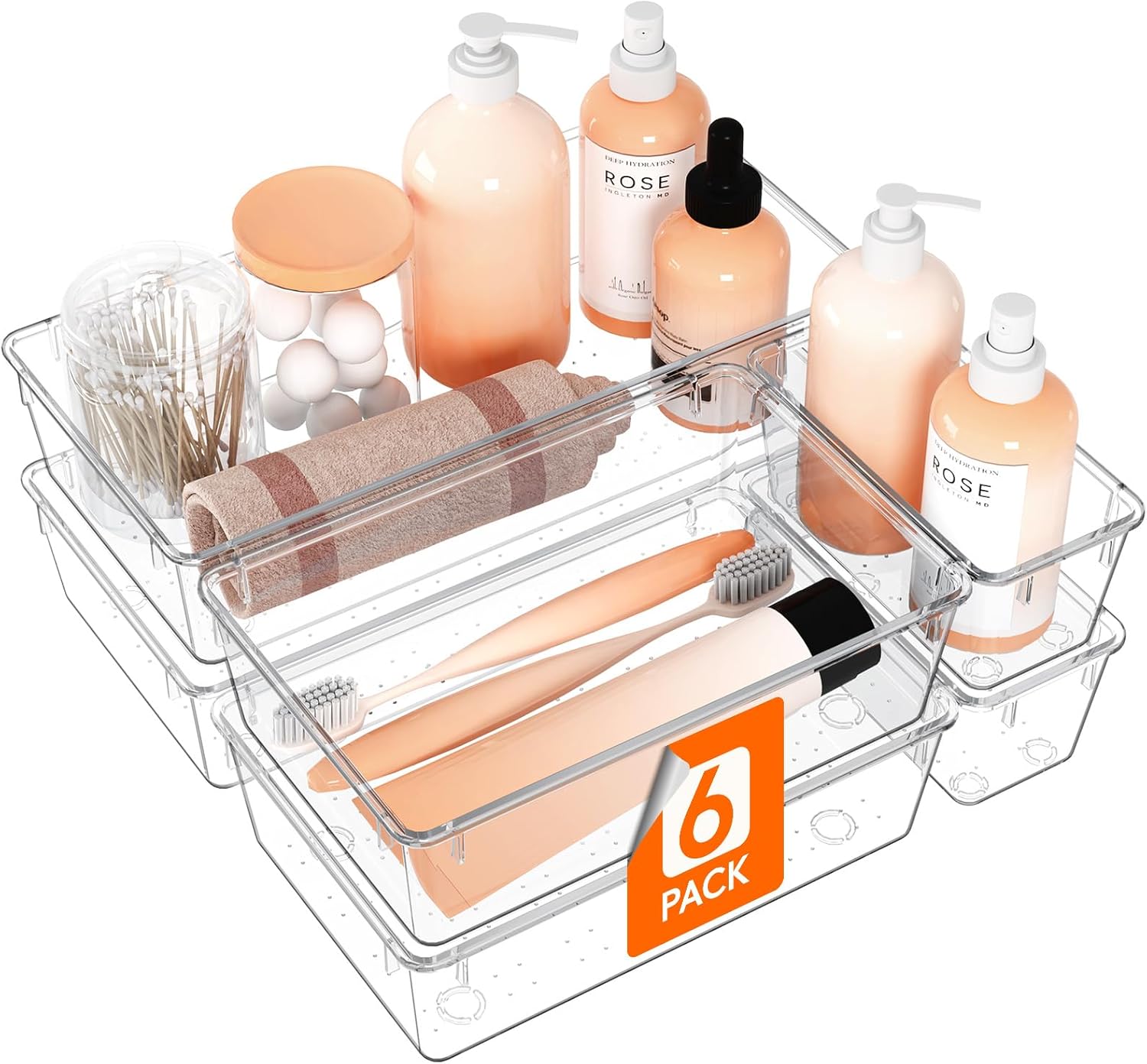 Transparent Drawer Organizer Tray Set