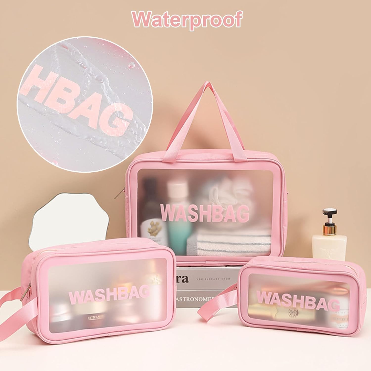 3 Piece Makeup Organizer Bag Set – Pink