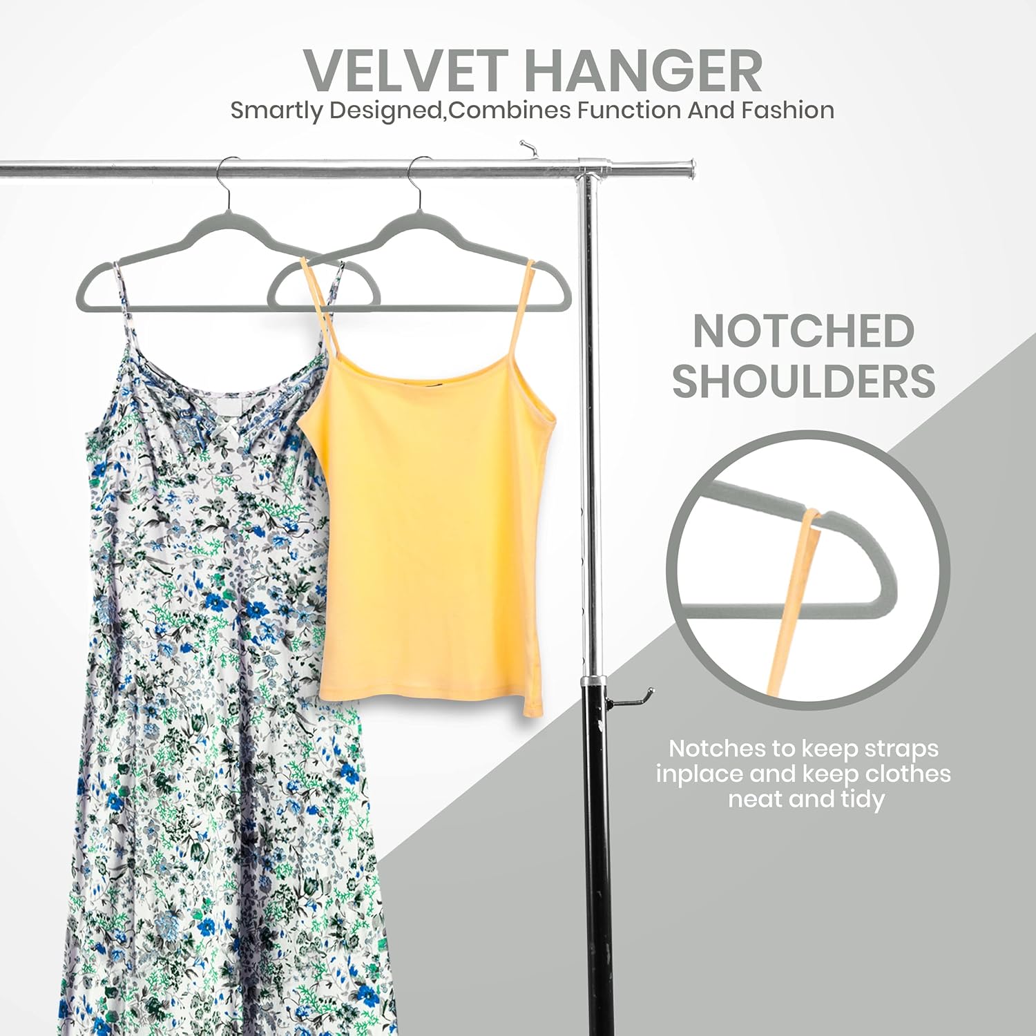 Velvet Hangers for Clothes – Grey