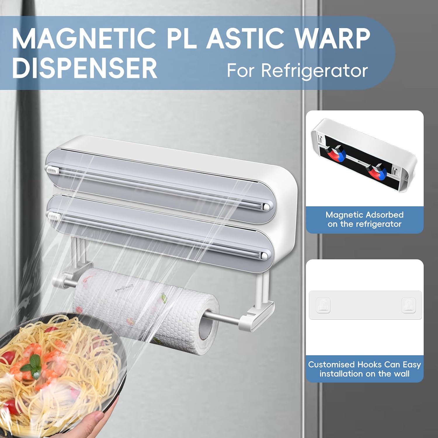 3-in-1 Foil & Plastic Wrap Organizer - Magnetic & Wall Mount