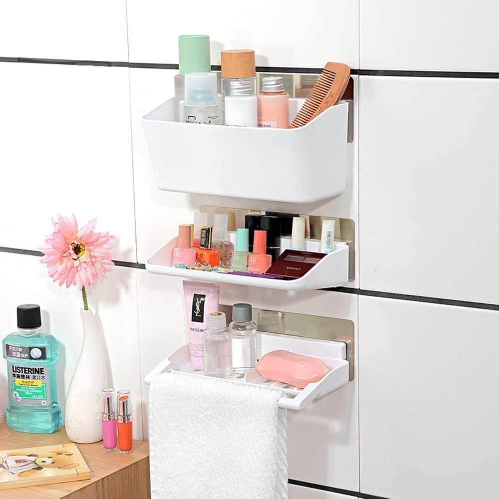 Multipurpose Self-Adhesive Bathroom Wall Shelf Pack of 3