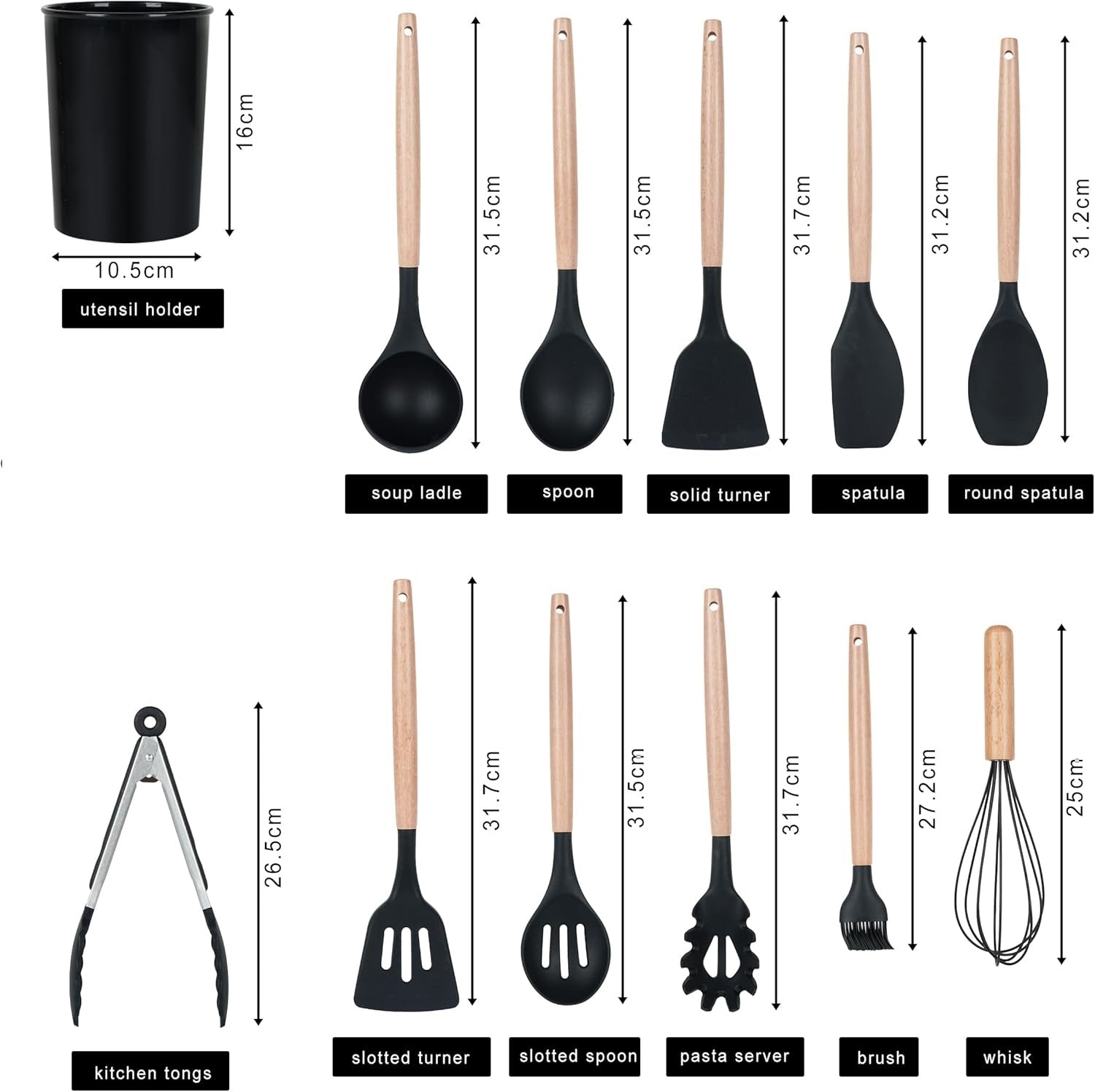 12 Piece Silicone Spatula Cooking Utensil Set