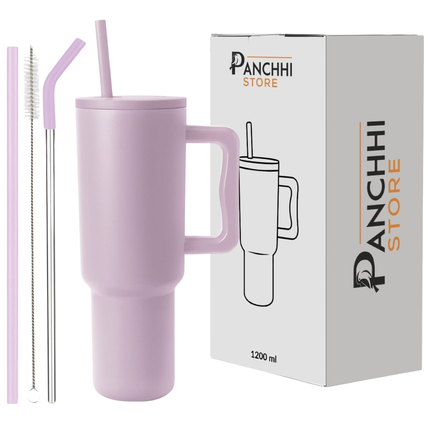 Stainless Steel Tumbler with Straw & Handle 1200ML - Lavender mist