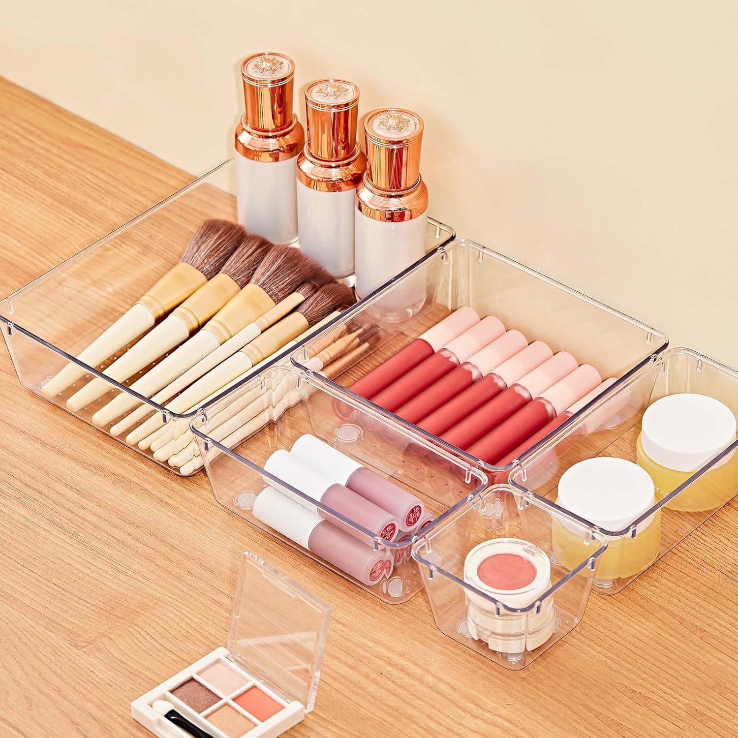 Transparent Drawer Organizer Tray Set