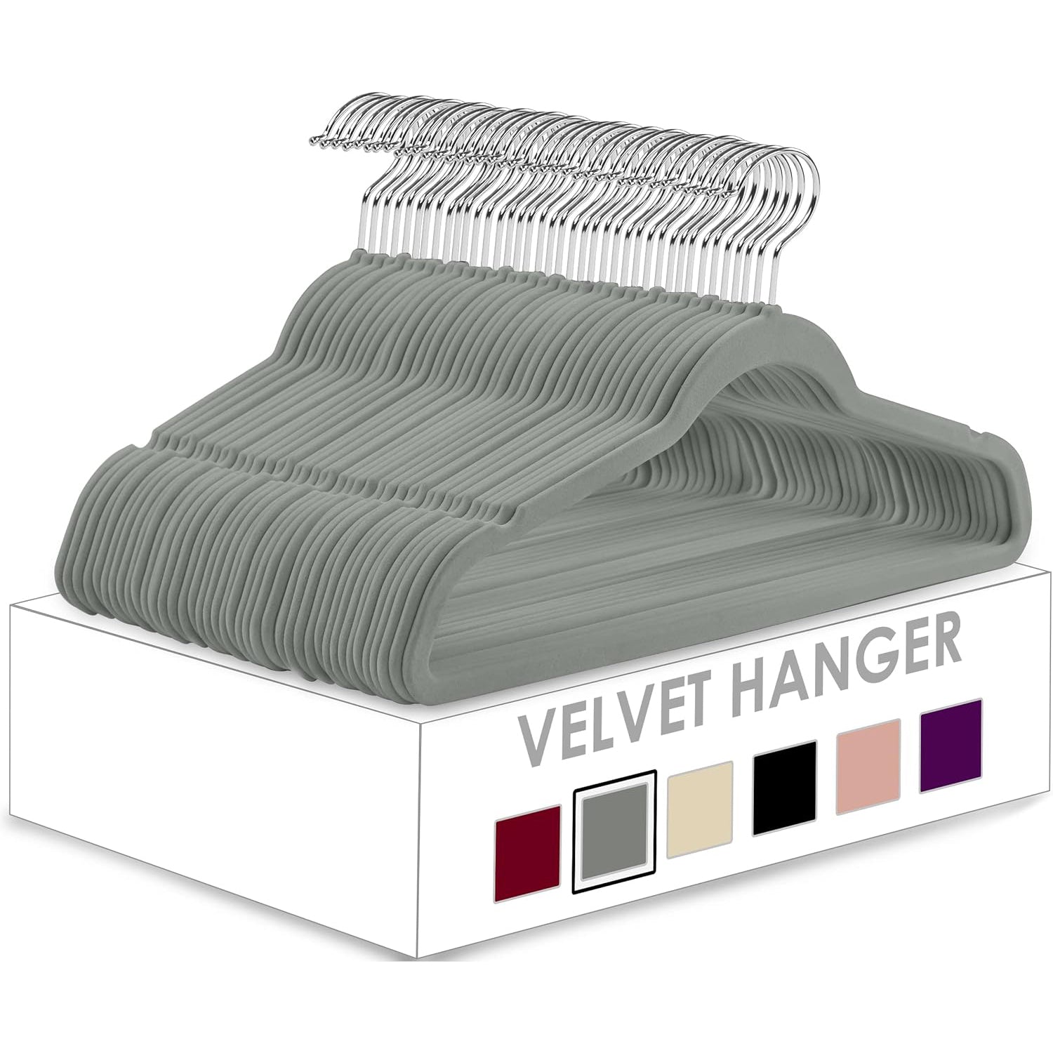 Velvet Hangers for Clothes – Grey