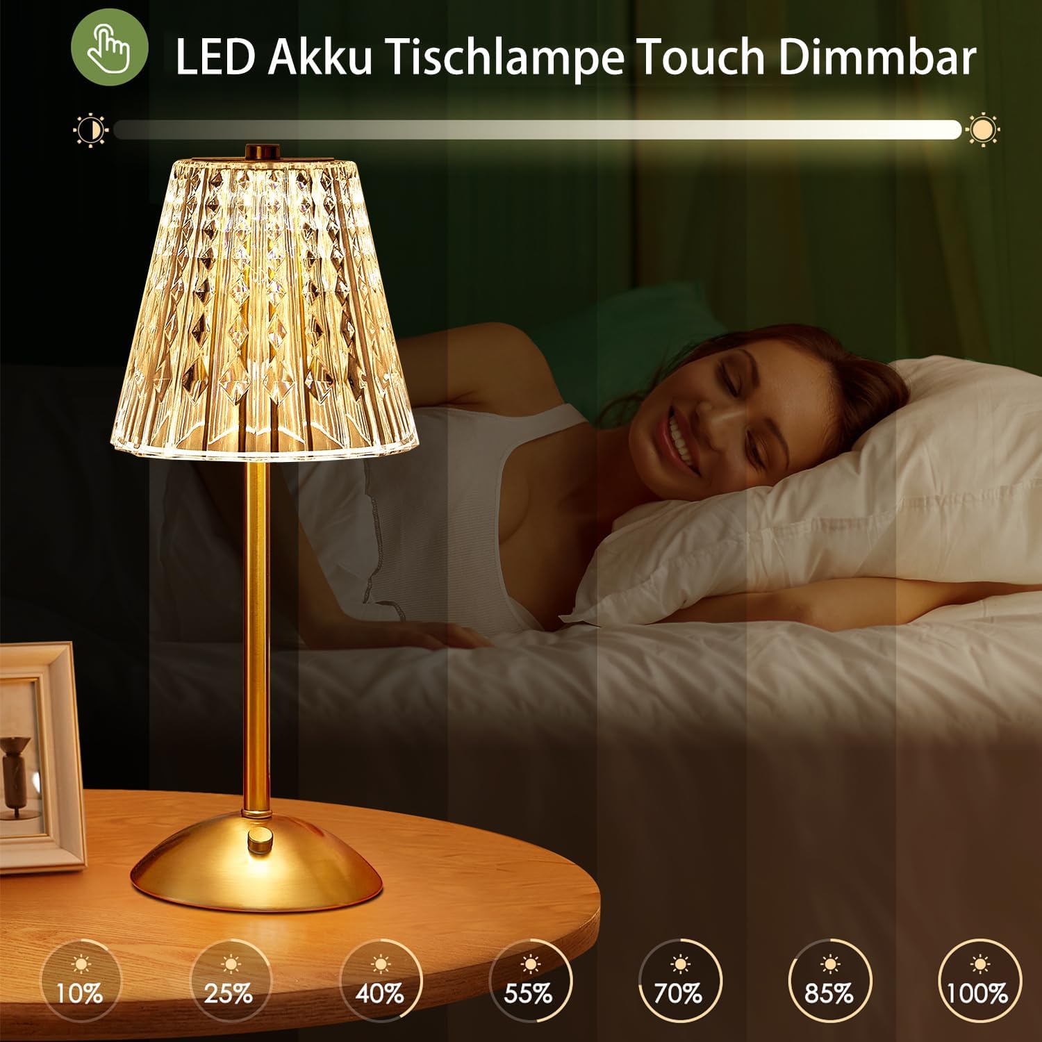 Cordless Touch Crystal LED Table Lamp