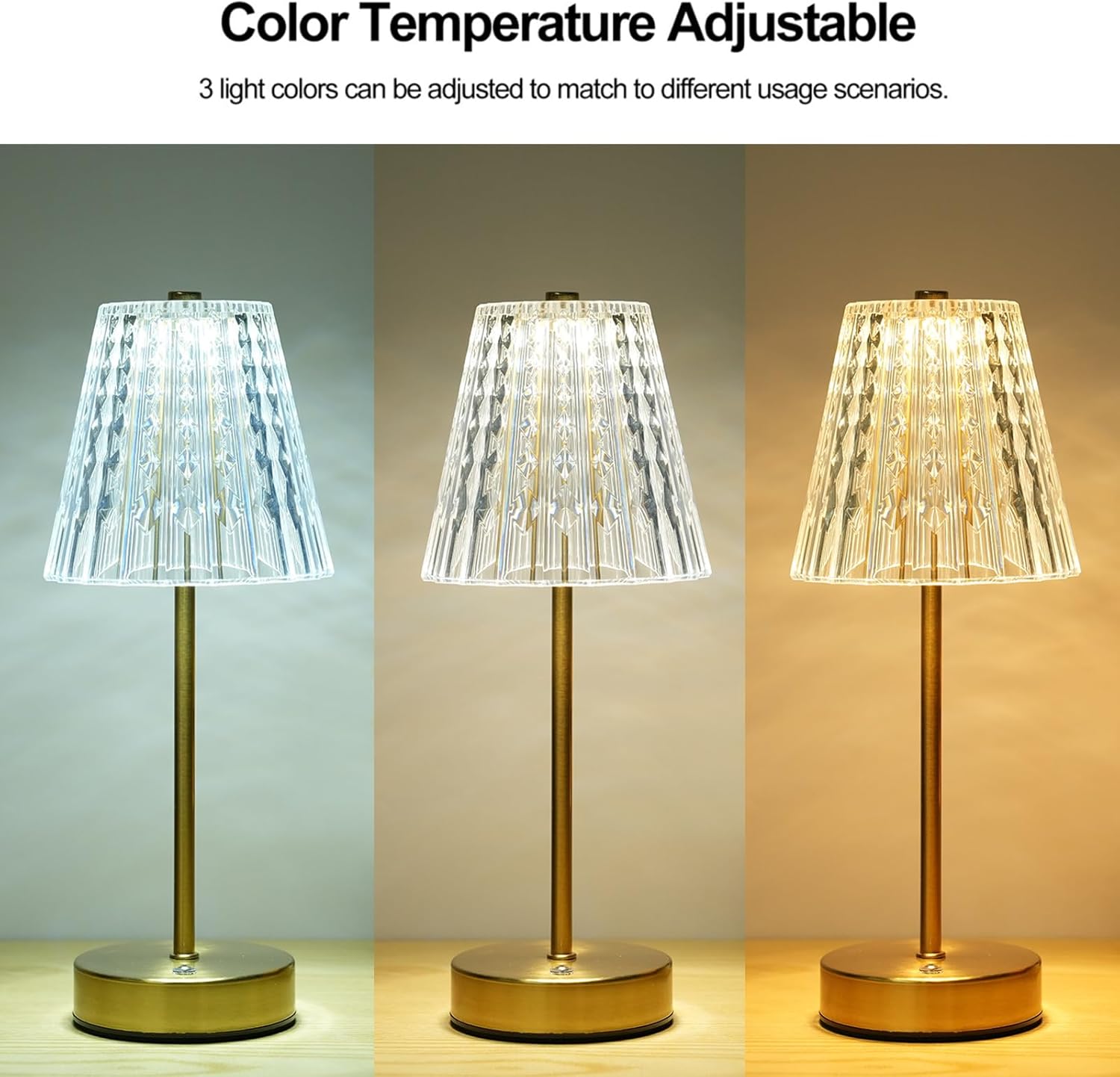 Cordless Touch Crystal LED Table Lamp