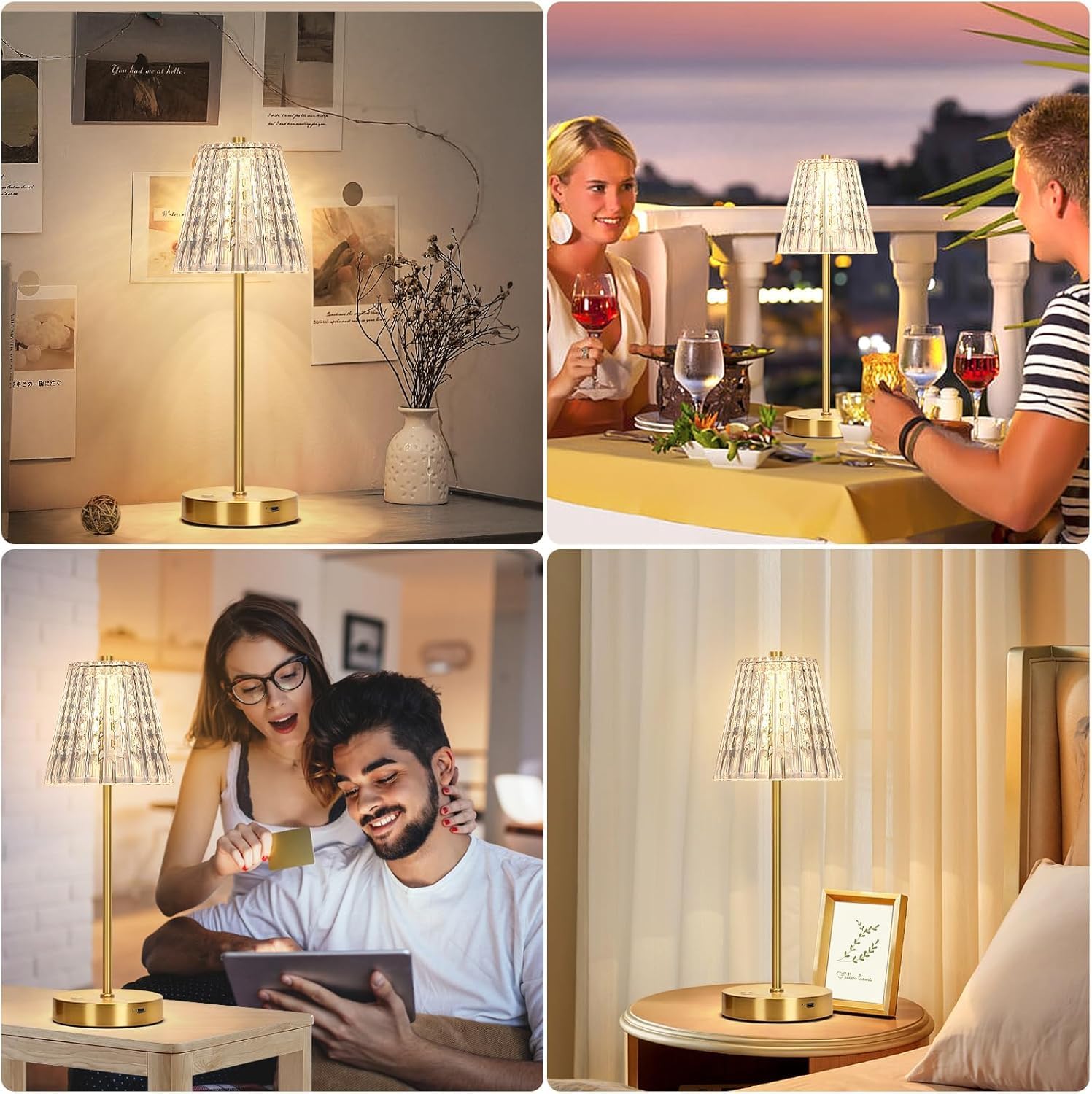 Cordless Touch Crystal LED Table Lamp