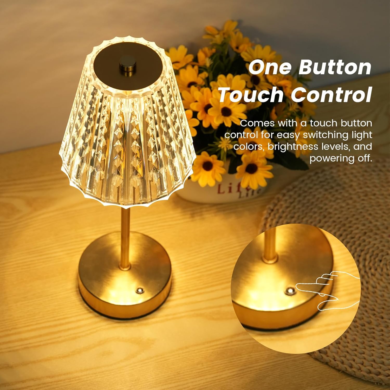 Cordless Touch Crystal LED Table Lamp