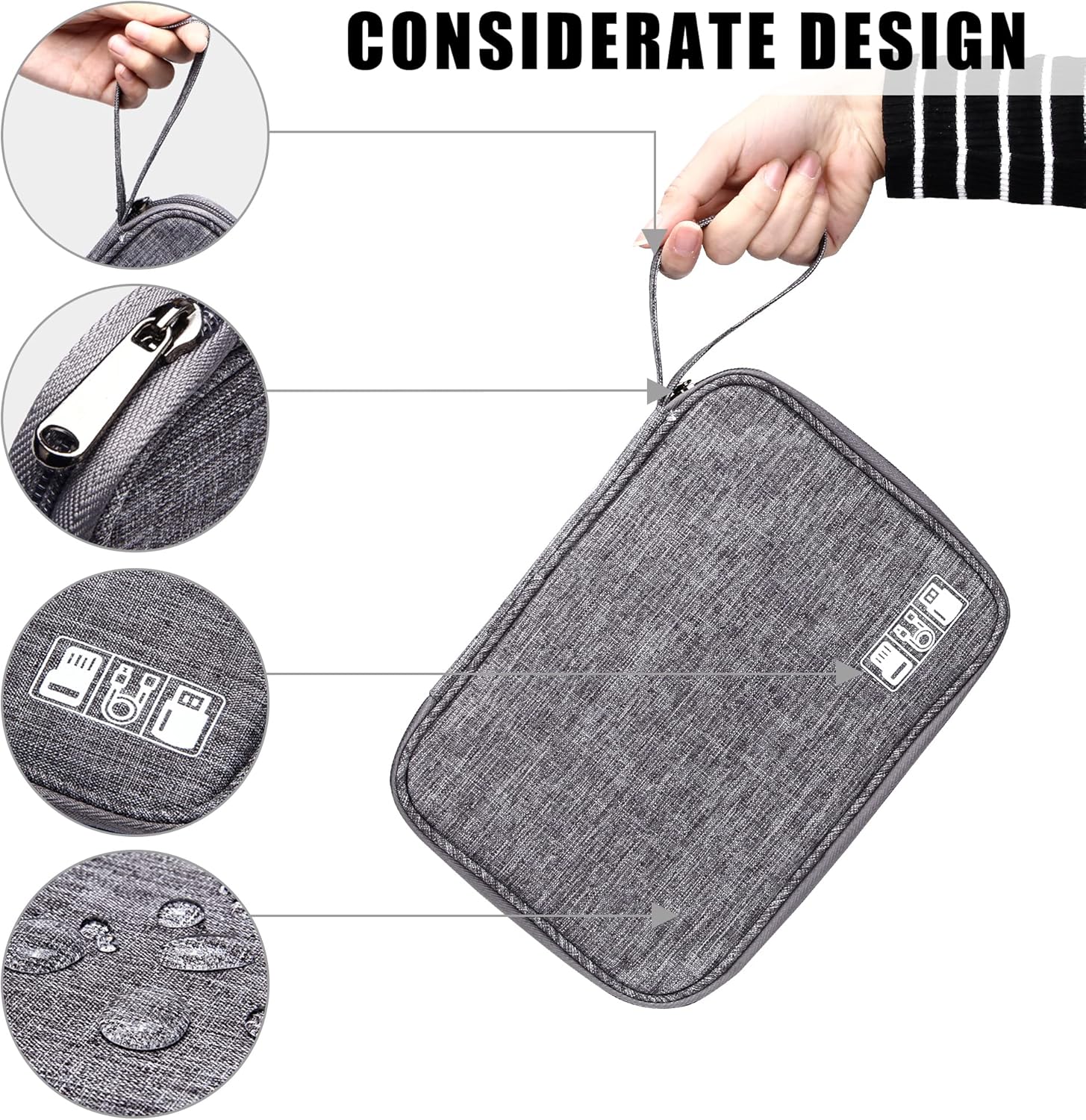 Electronics Accessories Organizer Pouch - Grey