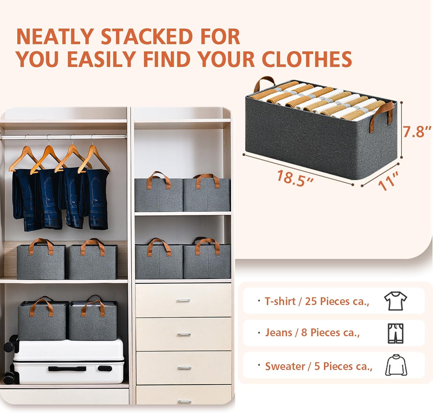 Clothes Storage Baskets for Wardrobe